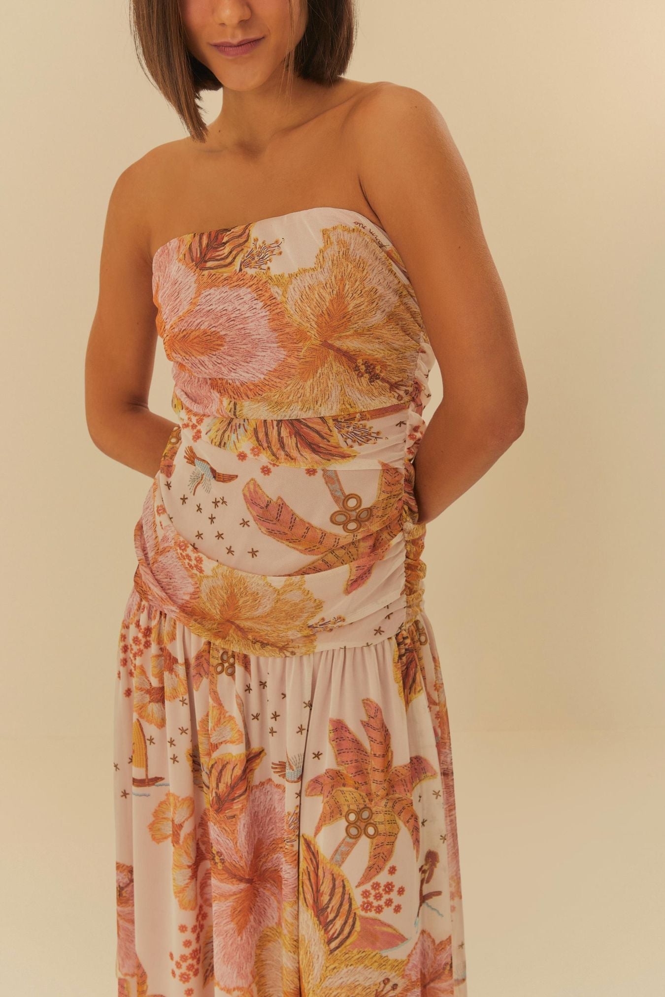 Vestido de tul con estampado Flower Island