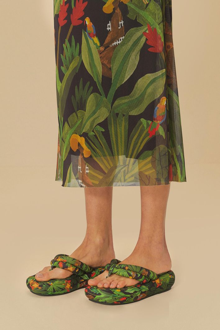 Chanclas con Plataforma Plana y Estampado Katita
