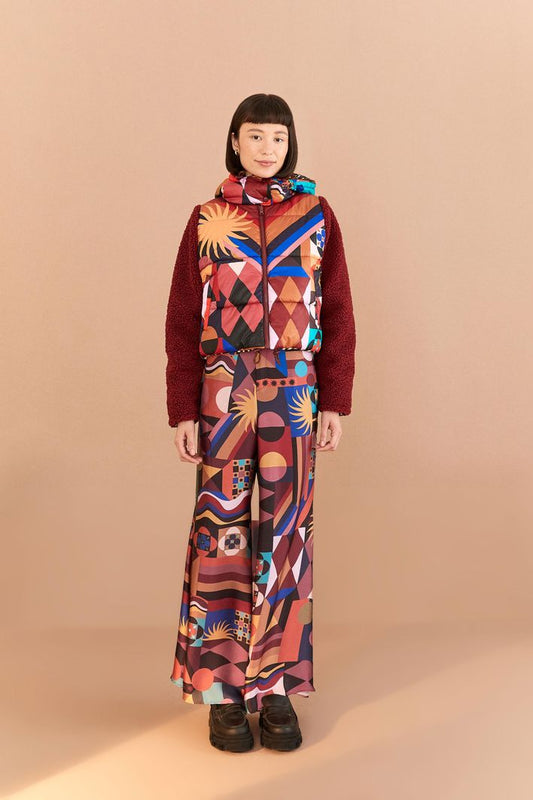Abrigo acolchado de pelo corto con estampado Tropicaos