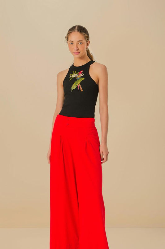 Pantalones rectos de cintura ancha